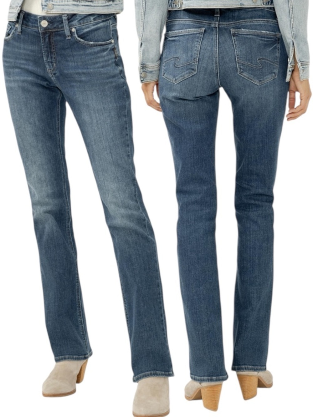 Silver Jeans Elyse Slim Boot Jeans W28 L31 Dark Wash Mid Rise Stretch Denim